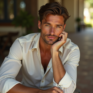 Fashion — Man In A Relaxed Linen Shirt Photography #0338 (Leonardo)