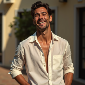 Fashion — Man In A Relaxed Linen Shirt Photography #0344 (Krea)