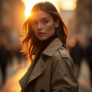 Fashion — Model In A Structured Trench Coat Photography #0006 (Stable Diffusion)