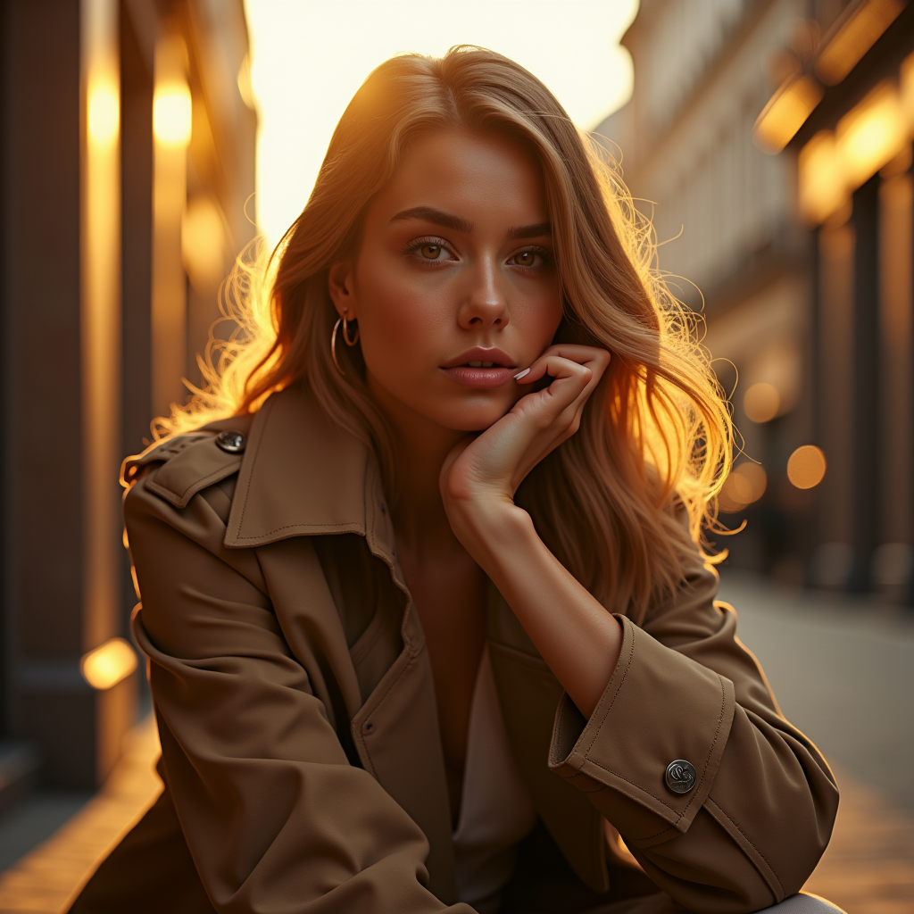 Fashion — Model In A Structured Trench Coat Photography #0012 (Recraft)