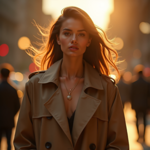 Fashion — Model In A Structured Trench Coat Photography #0042 (Stable Diffusion)