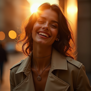 Fashion — Model In A Structured Trench Coat Photography #0054 (Stable Diffusion)