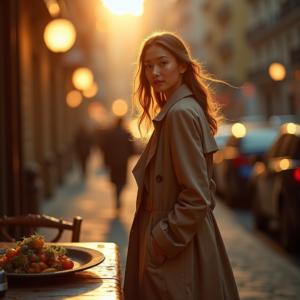 Fashion — Model In A Structured Trench Coat Photography #0078 (Stable Diffusion)