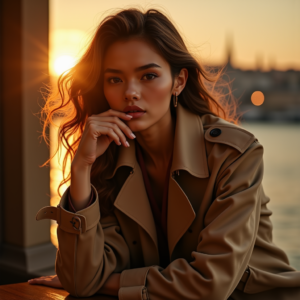 Fashion — Model In A Structured Trench Coat Photography #0120 (Recraft)