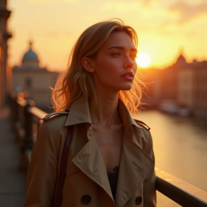 Fashion — Model In A Structured Trench Coat Photography #0138 (Stable Diffusion)
