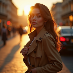 Fashion — Model In A Structured Trench Coat Photography #0144 (Recraft)