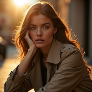 Fashion — Model In A Structured Trench Coat Photography #0156 (Recraft)