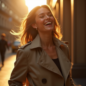 Fashion — Model In A Structured Trench Coat Photography #0162 (Stable Diffusion)