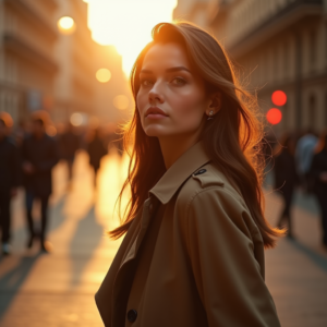 Fashion — Model In A Structured Trench Coat Photography #0174 (Stable Diffusion)
