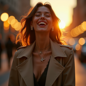Fashion — Model In A Structured Trench Coat Photography #0198 (Stable Diffusion)