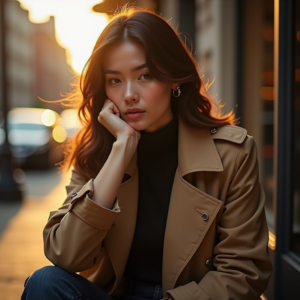 Fashion — Model In A Structured Trench Coat Photography #0342 (Stable Diffusion)