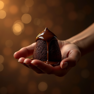 Fashion — Rich Dark-chocolate Dessert With A Glossy Product Ads #0015 (Ideogram)