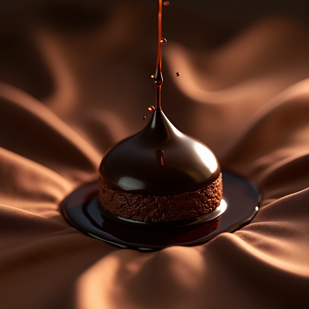 Fashion — Rich Dark-chocolate Dessert With A Glossy Product Ads #0063 (Ideogram)
