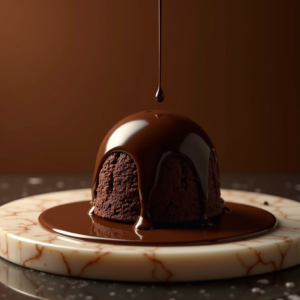 Fashion — Rich Dark-chocolate Dessert With A Glossy Product Ads #0087 (Ideogram)