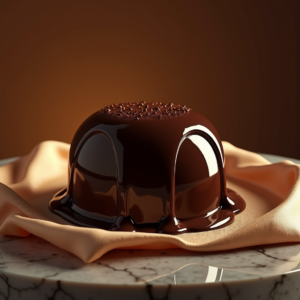 Fashion — Rich Dark-chocolate Dessert With A Glossy Product Ads #0099 (Ideogram)