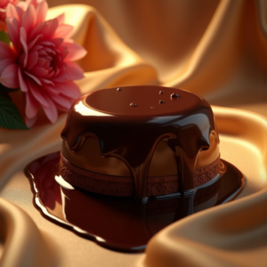 Fashion — Rich Dark-chocolate Dessert With A Glossy Product Ads #0123 (Ideogram)