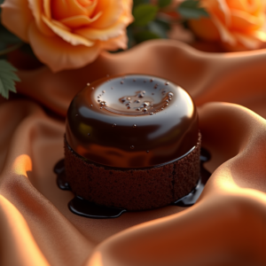 Fashion — Rich Dark-chocolate Dessert With A Glossy Product Ads #0135 (Ideogram)