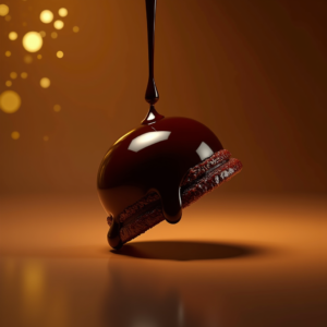 Fashion — Rich Dark-chocolate Dessert With A Glossy Product Ads #0183 (Ideogram)