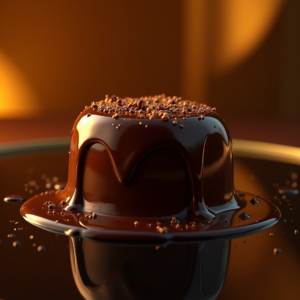 Fashion — Rich Dark-chocolate Dessert With A Glossy Product Ads #0195 (Ideogram)