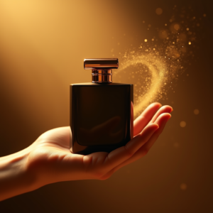 Fashion — Sleek Matte-black Perfume Bottle With A Product Ads #0231 (Ideogram)