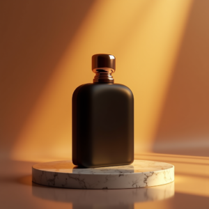 Fashion — Sleek Matte-black Perfume Bottle With A Product Ads #0297 (FLUX)