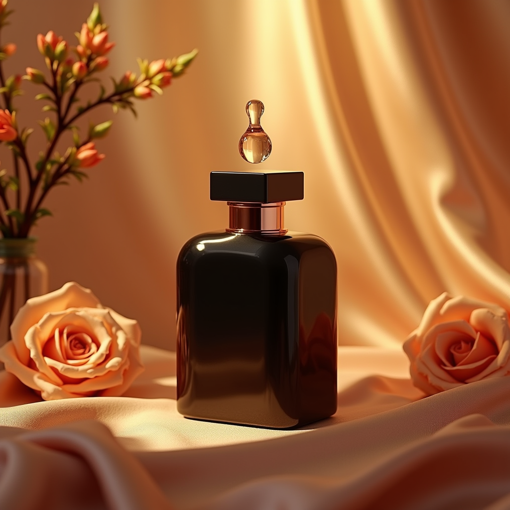 Fashion — Sleek Matte-black Perfume Bottle With A Product Ads #0327 (Ideogram)