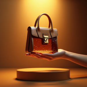Fashion — Tailored Leather Handbag With Polished Gold Product Ads #0034 (Krea)