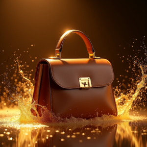 Fashion — Tailored Leather Handbag With Polished Gold Product Ads #0058 (Krea)
