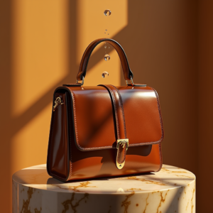 Fashion — Tailored Leather Handbag With Polished Gold Product Ads #0082 (Krea)