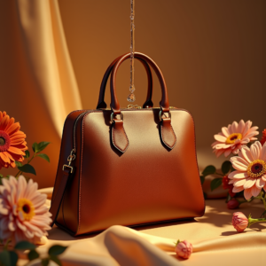 Fashion — Tailored Leather Handbag With Polished Gold Product Ads #0118 (Krea)