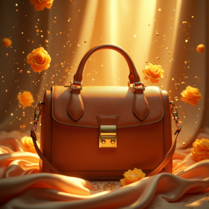 Fashion — Tailored Leather Handbag With Polished Gold Product Ads #0130 (Krea)
