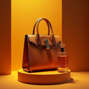 Fashion — Tailored Leather Handbag With Polished Gold Product Ads #0178 (Krea)