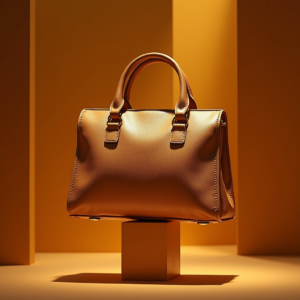 Fashion — Tailored Leather Handbag With Polished Gold Product Ads #0214 (Krea)