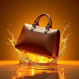 Fashion — Tailored Leather Handbag With Polished Gold Product Ads #0252 (ChatGPT)