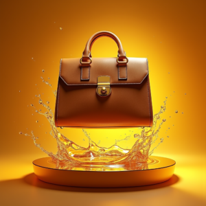 Fashion — Tailored Leather Handbag With Polished Gold Product Ads #0282 (Dreamina)