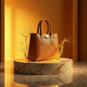 Fashion — Tailored Leather Handbag With Polished Gold Product Ads #0306 (Dreamina)
