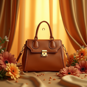 Fashion — Tailored Leather Handbag With Polished Gold Product Ads #0330 (Dreamina)