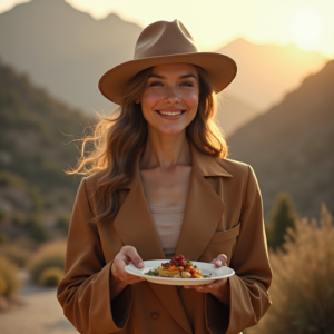 Fashion — Traveler In Earth-toned Layers Against A Photography #0023 (Firefly)