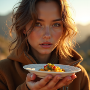 Fashion — Traveler In Earth-toned Layers Against A Photography #0059 (Firefly)