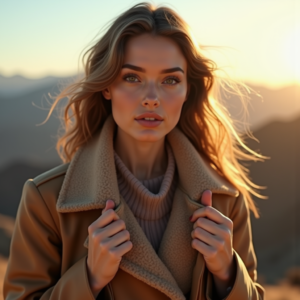 Fashion — Traveler In Earth-toned Layers Against A Photography #0071 (Firefly)