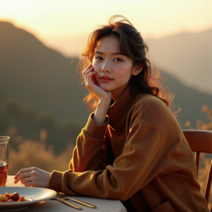 Fashion — Traveler In Earth-toned Layers Against A Photography #0083 (Firefly)