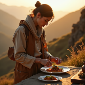 Fashion — Traveler In Earth-toned Layers Against A Photography #0095 (Firefly)