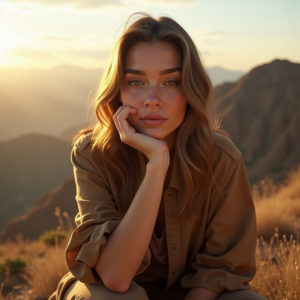 Fashion — Traveler In Earth-toned Layers Against A Photography #0119 (Firefly)