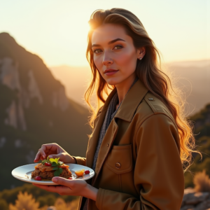 Fashion — Traveler In Earth-toned Layers Against A Photography #0167 (Firefly)
