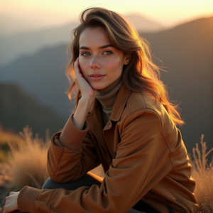 Fashion — Traveler In Earth-toned Layers Against A Photography #0191 (Firefly)