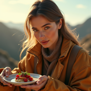 Fashion — Traveler In Earth-toned Layers Against A Photography #0203 (Firefly)