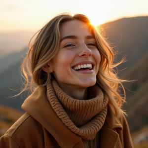 Fashion — Traveler In Earth-toned Layers Against A Photography #0239 (Firefly)