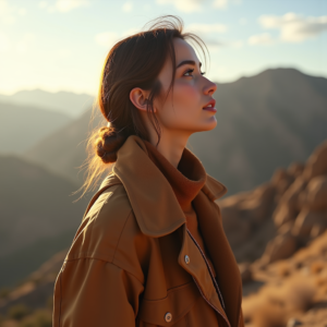 Fashion — Traveler In Earth-toned Layers Against A Photography #0251 (Firefly)