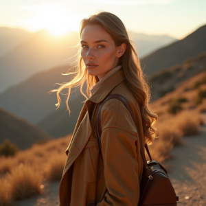Fashion — Traveler In Earth-toned Layers Against A Photography #0299 (Firefly)