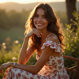 Fashion — Woman In A Flowing Floral Sundress Photography #0153 (Gemini)